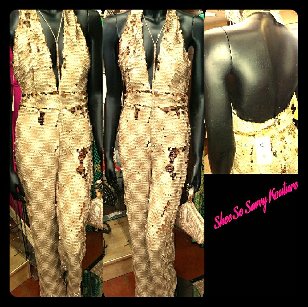 Reversable Sequin Halter Jumpsuit
